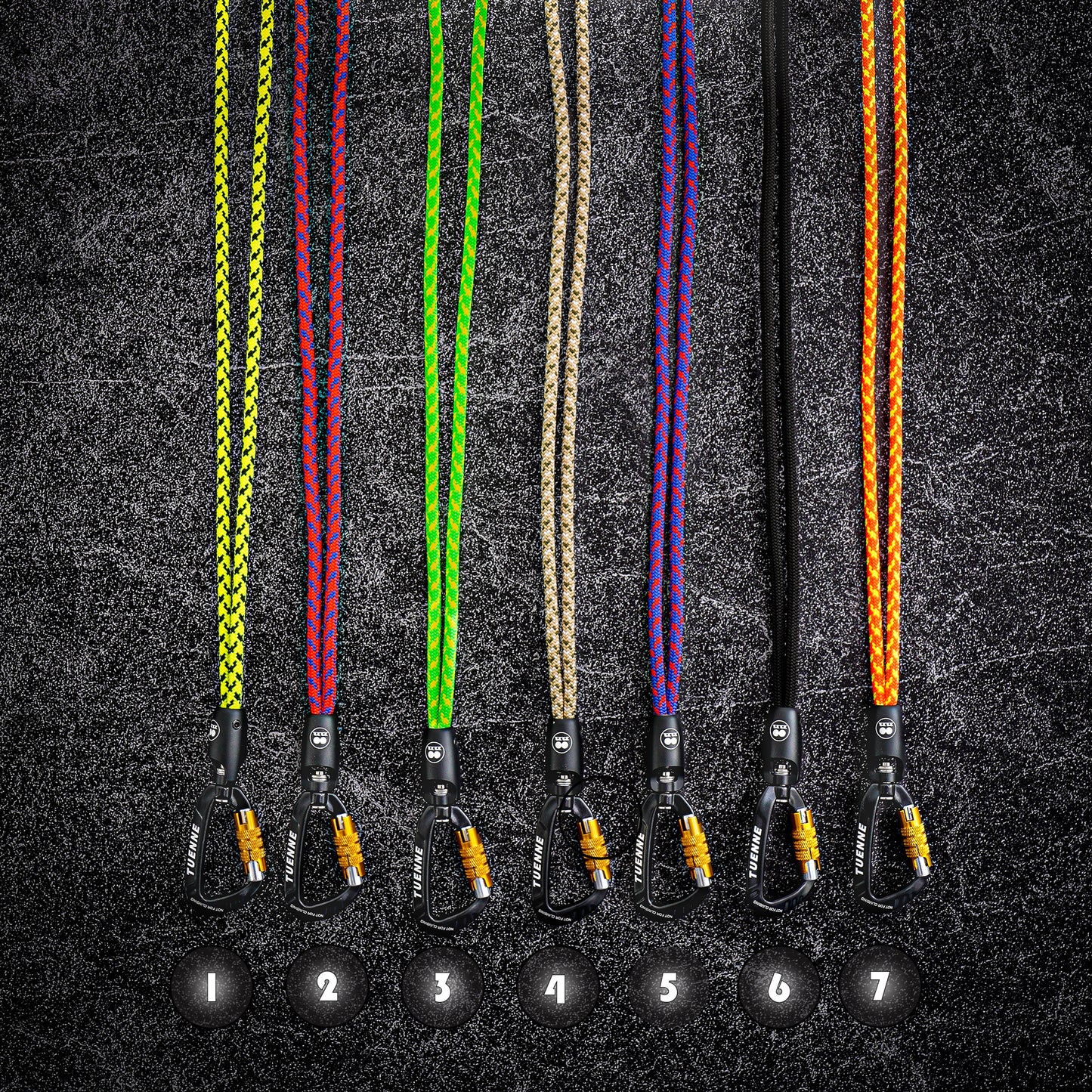 Tuenne rope lanyard color options with labeled guide to help choose your favorite