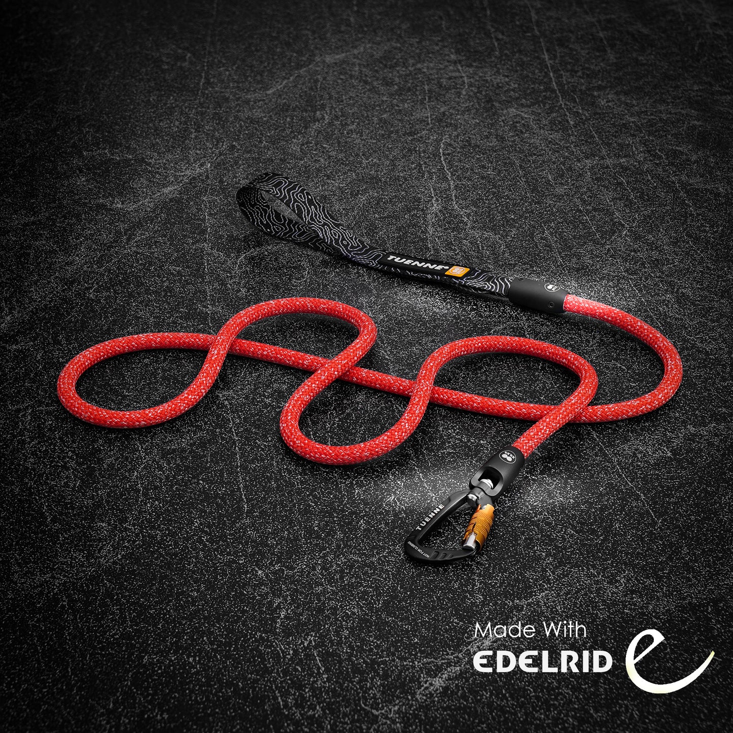 Tuenne Mesa Red 9.8 mm Rope Dog Leash with Auto‑Locking Carabiner