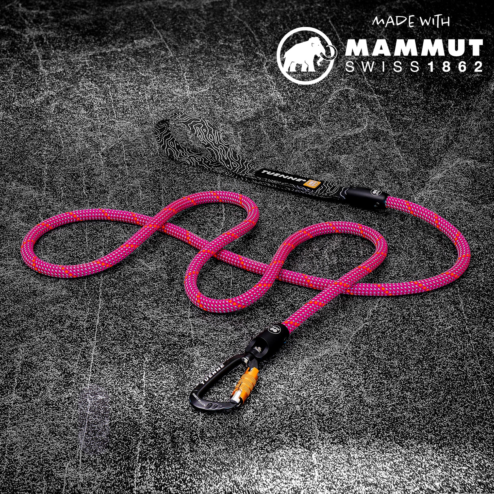 Tuenne Pink Zen Mammut Rope Dog Leash with Auto-Locking Carabiner