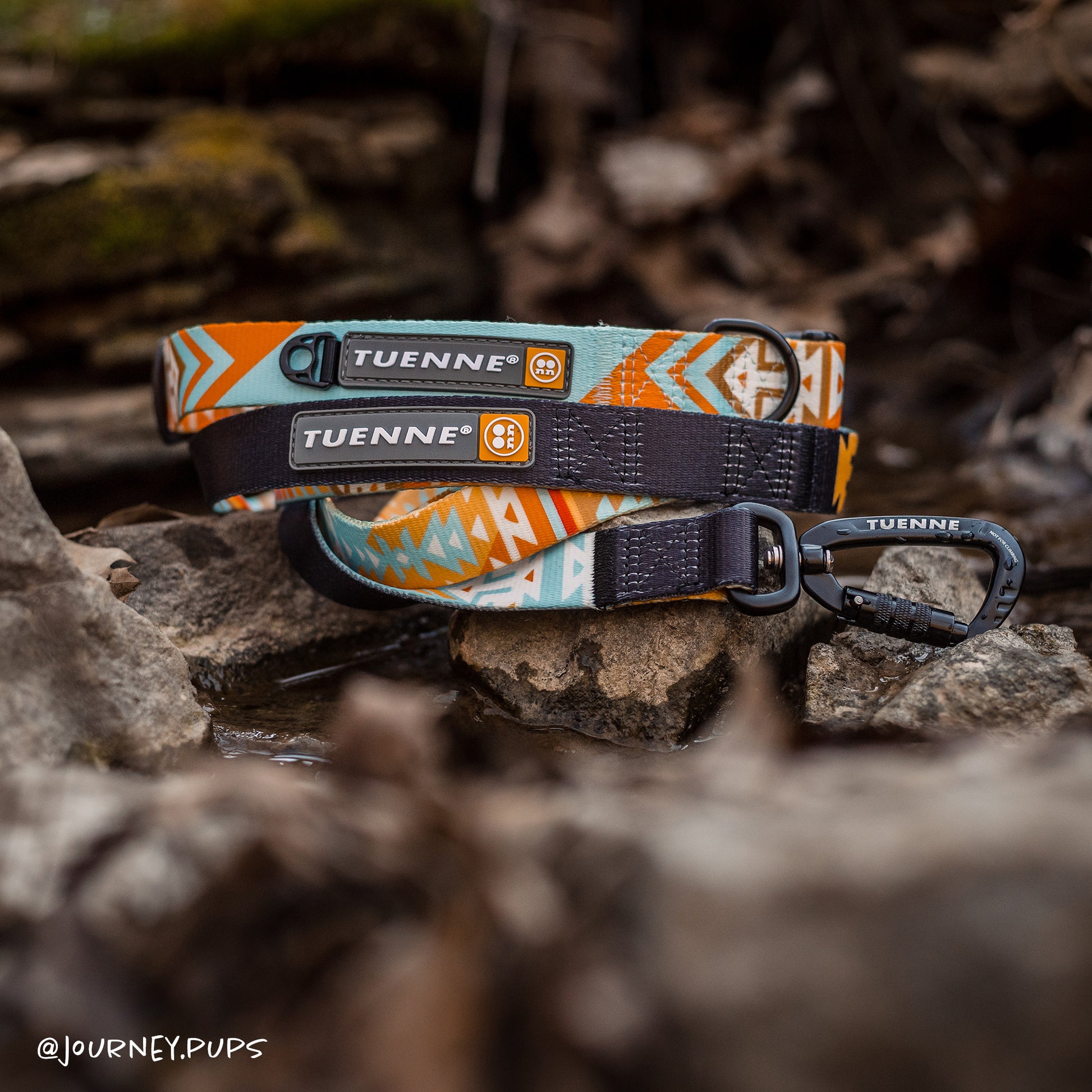 Matching Southwest leash and collar bundle by Tuenne with durable hardware