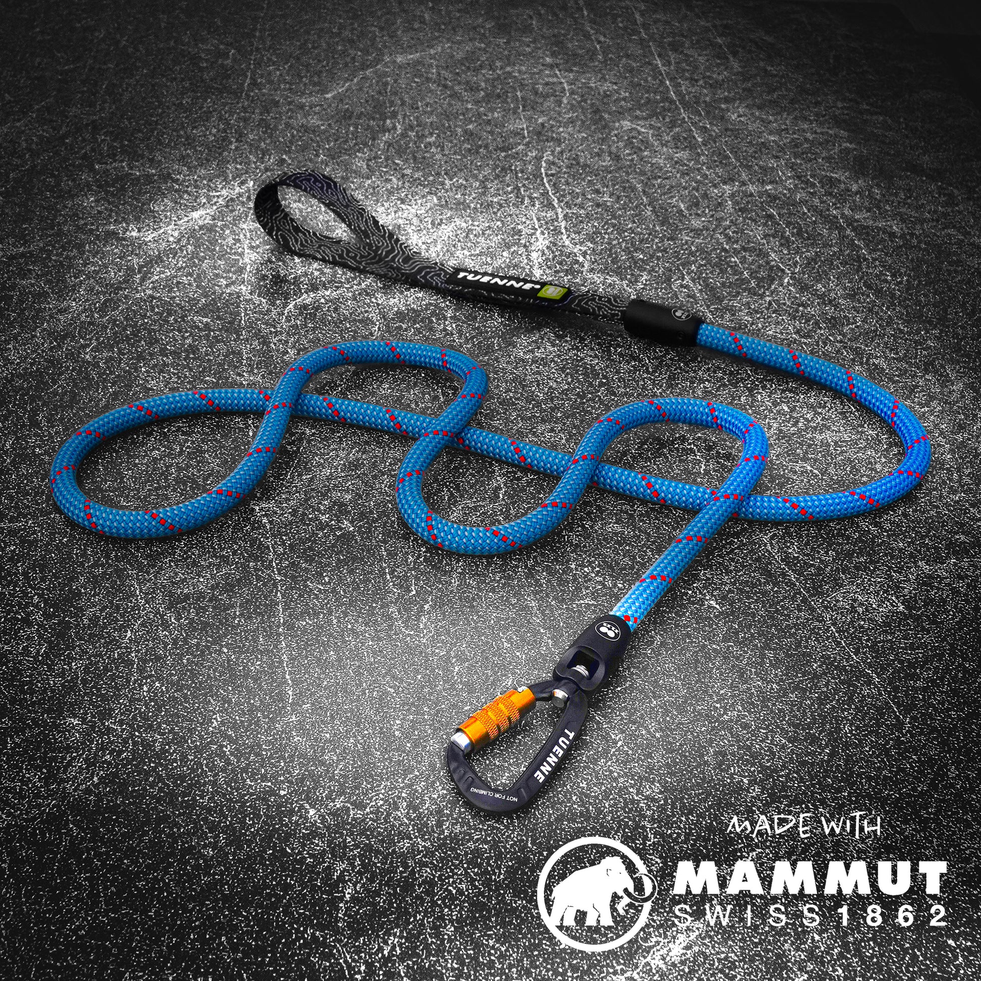 Close-Up of Marine Dog Leash – Modular Aluminum Hardware and Braided Climbing Rope