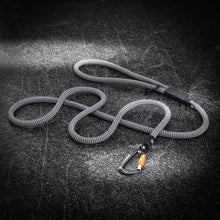 Customizable Boulder Hybrid rope dog leash with swiveling carabiner Gray
