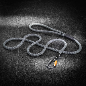 Customizable Boulder Hybrid rope dog leash with swiveling carabiner Gray