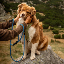 Customizable Boulder Hybrid rope dog leash with swiveling carabiner marine blue