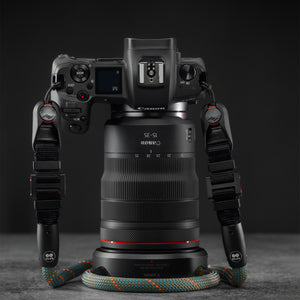 Tuenne camera strap attached to DSLR with Peak Design clips