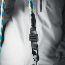 Close-up of modular climbing rope detail on Tuenne camera strap Peak Design connect