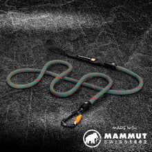 Green climbing rope leash flat lay