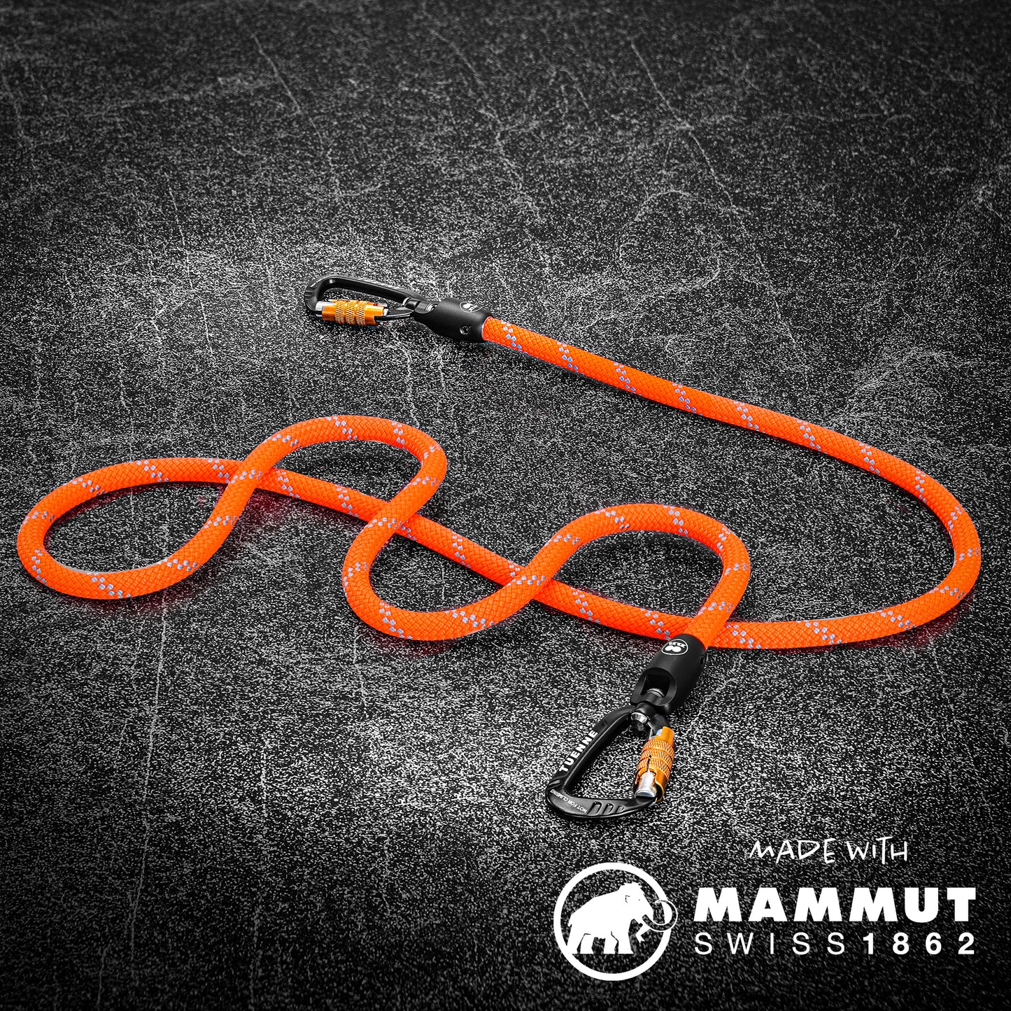 Double-ended orange rope dog leash by Tuenne