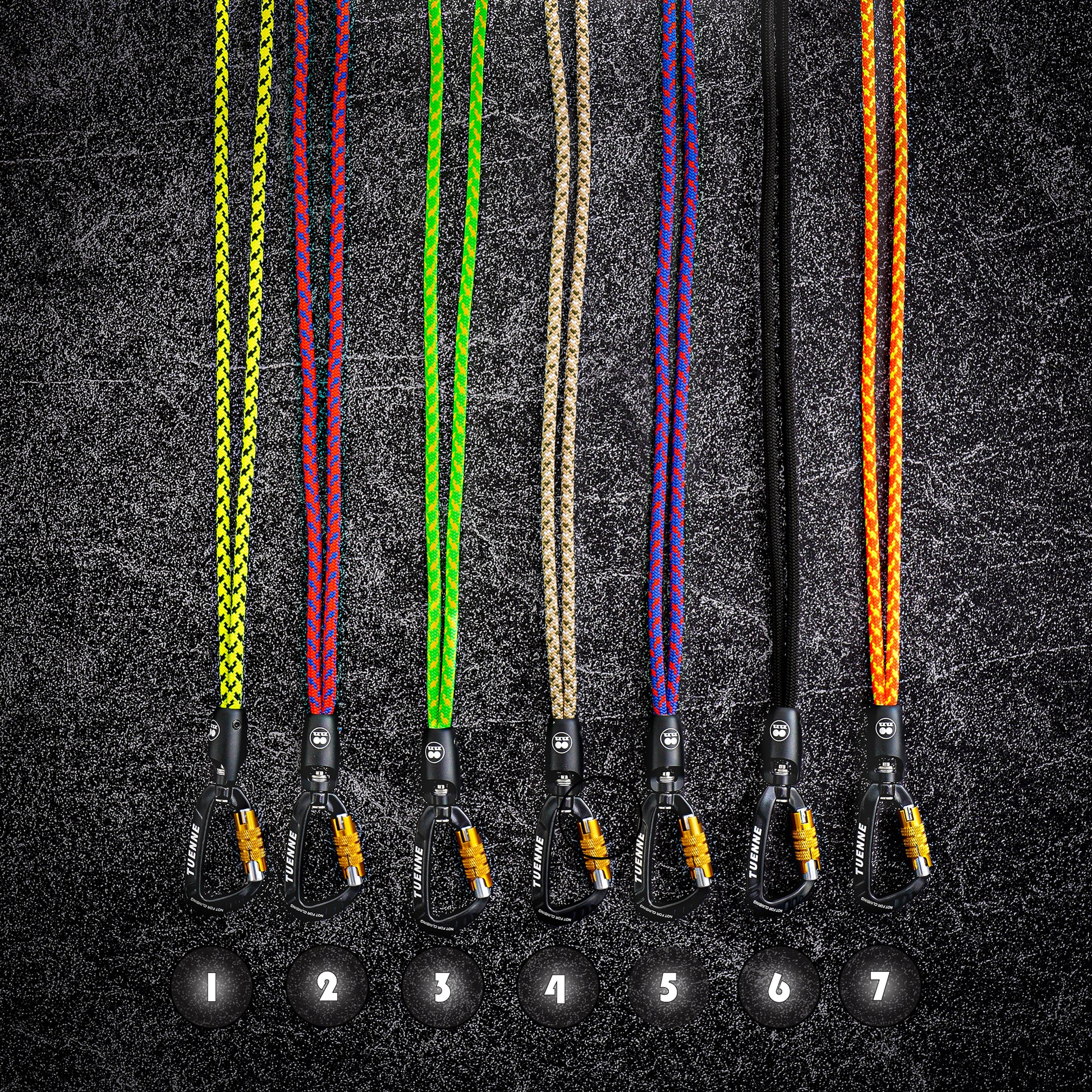 Tuenne rope lanyard color options with labeled guide to help choose your favorite