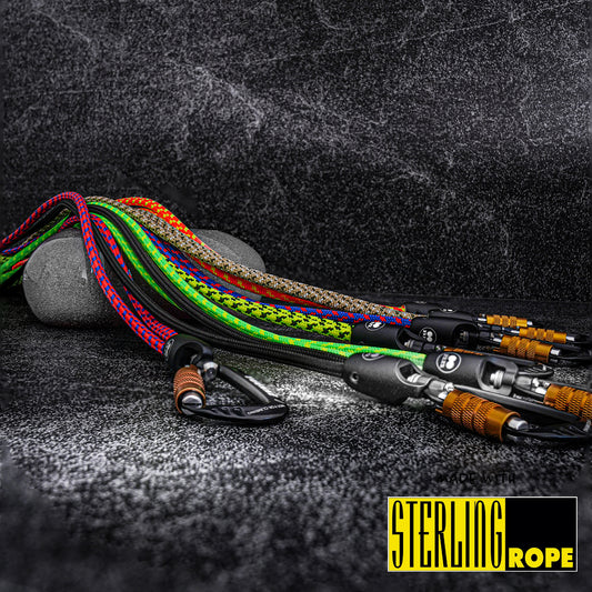 Group of Tuenne rope lanyards in assorted colors with auto-locking carabiners