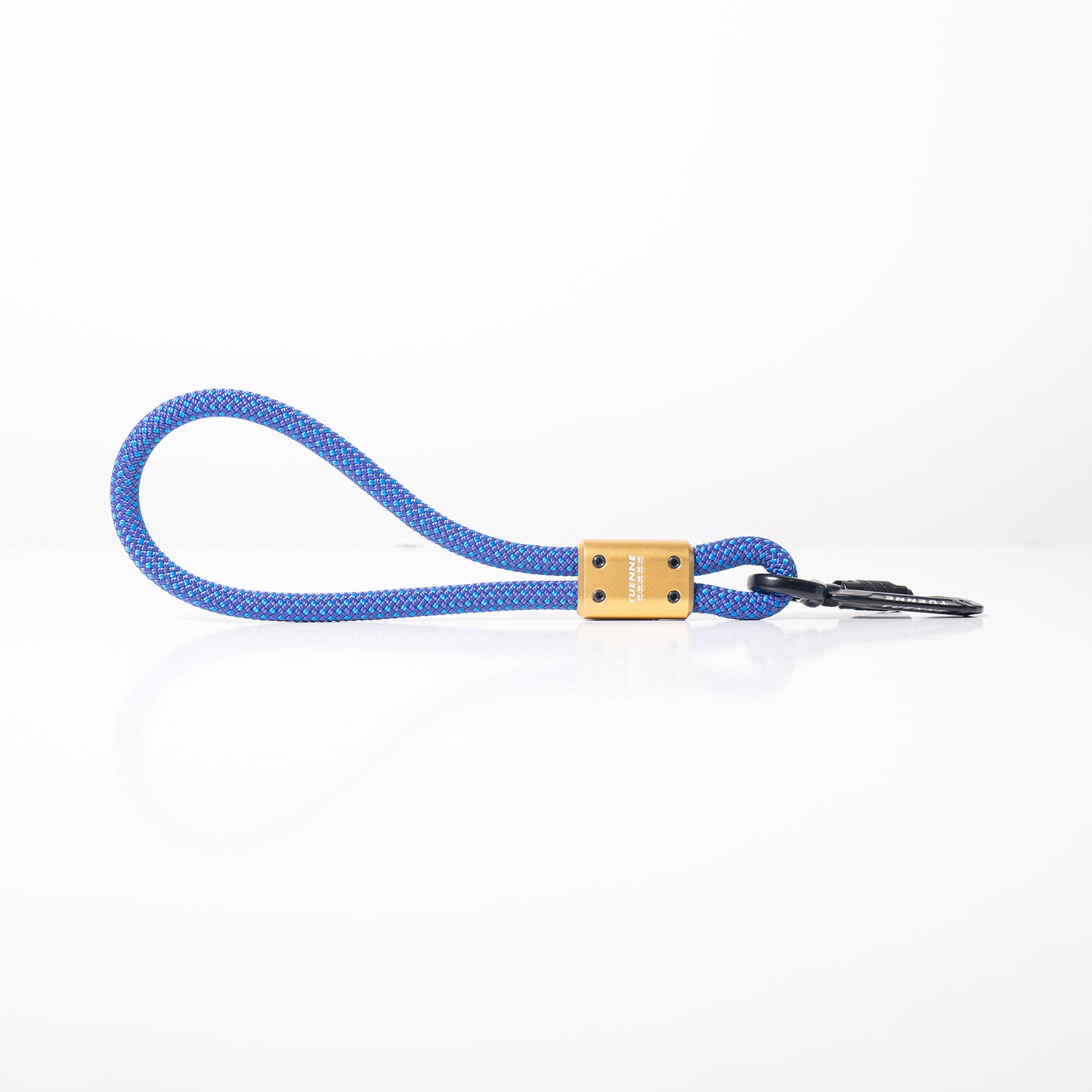 SEND-IT Mini Traffic Dog Leash by Tuenne auto-locking carabiner blue gold