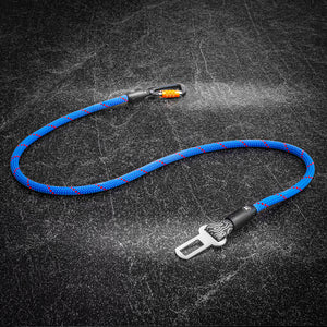 Tuenne Stay-Put Car Dog Seatbelt with climbing rope and carabiner blue
