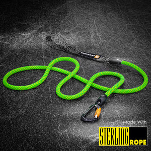 Tuenne Xeros Neon Green rope dog leash with auto-locking carabiner