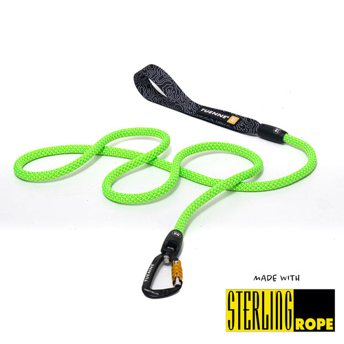 neon green climbing rope dog leash bright