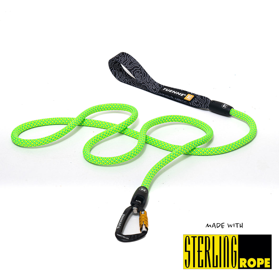 neon green climbing rope dog leash bright