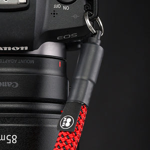 red rope camera strap climbing rope