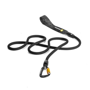 Black auto locking climbing rope leash flat lay