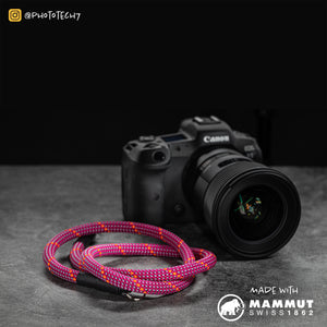 pink climbing rope camera strap