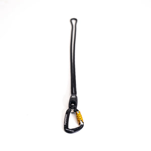 Tuenne black rope lanyard with auto-locking carabiner, displayed on white background