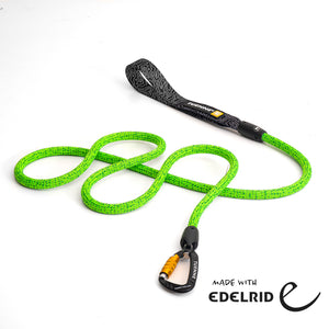 Neon Green climbing rope leash flat lay