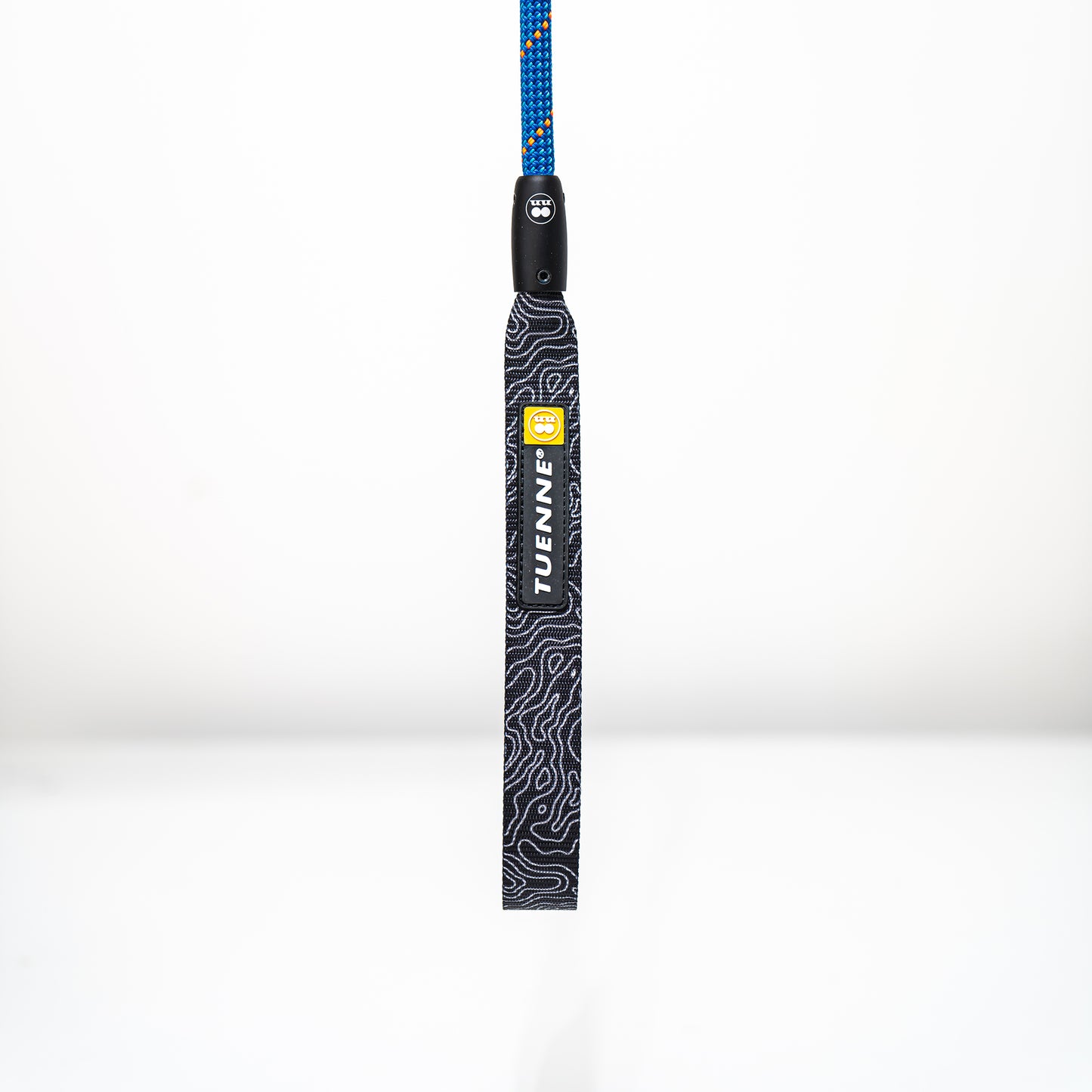 Auto-locking handel close-up on climbing rope leash