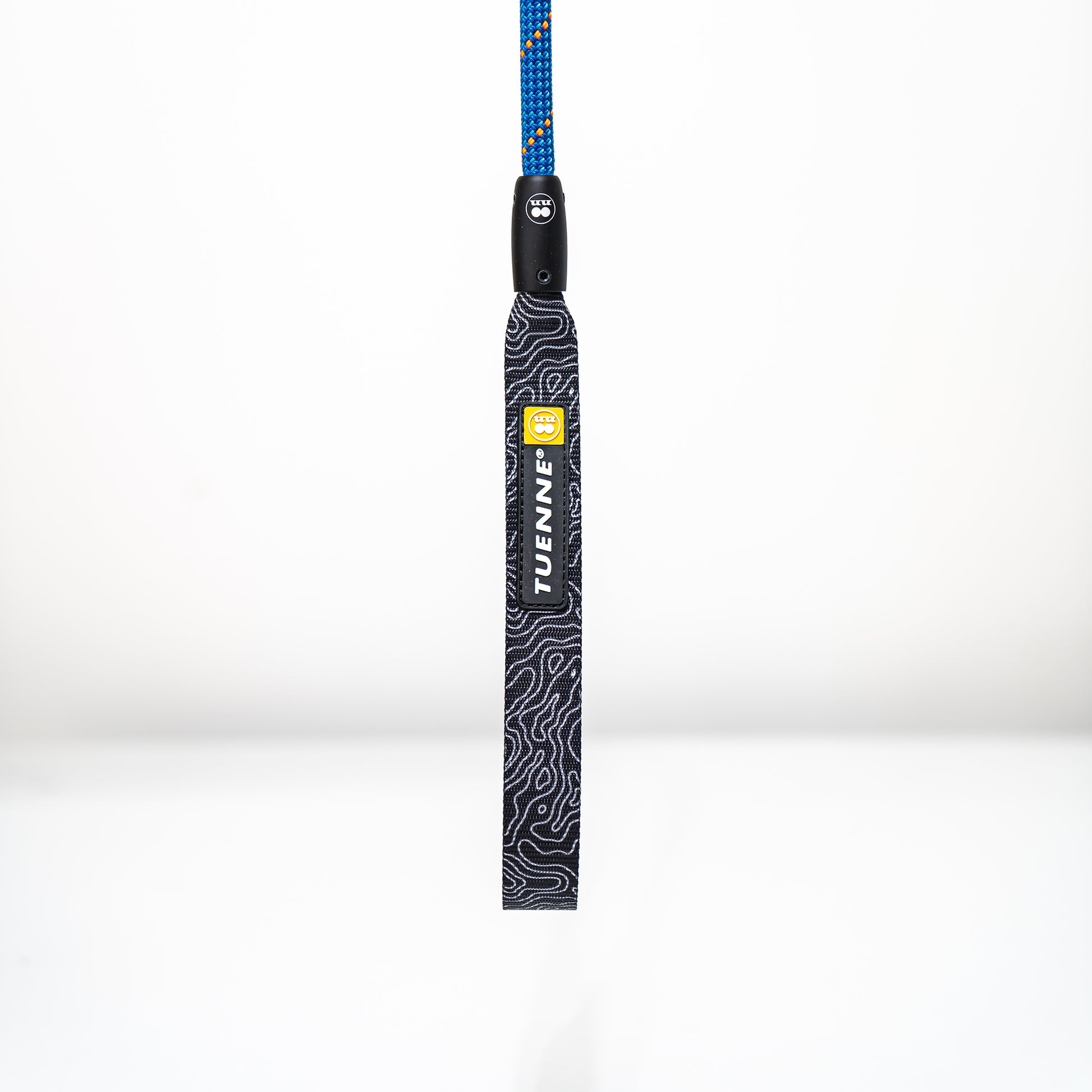 Auto-locking handel close-up on climbing rope leash
